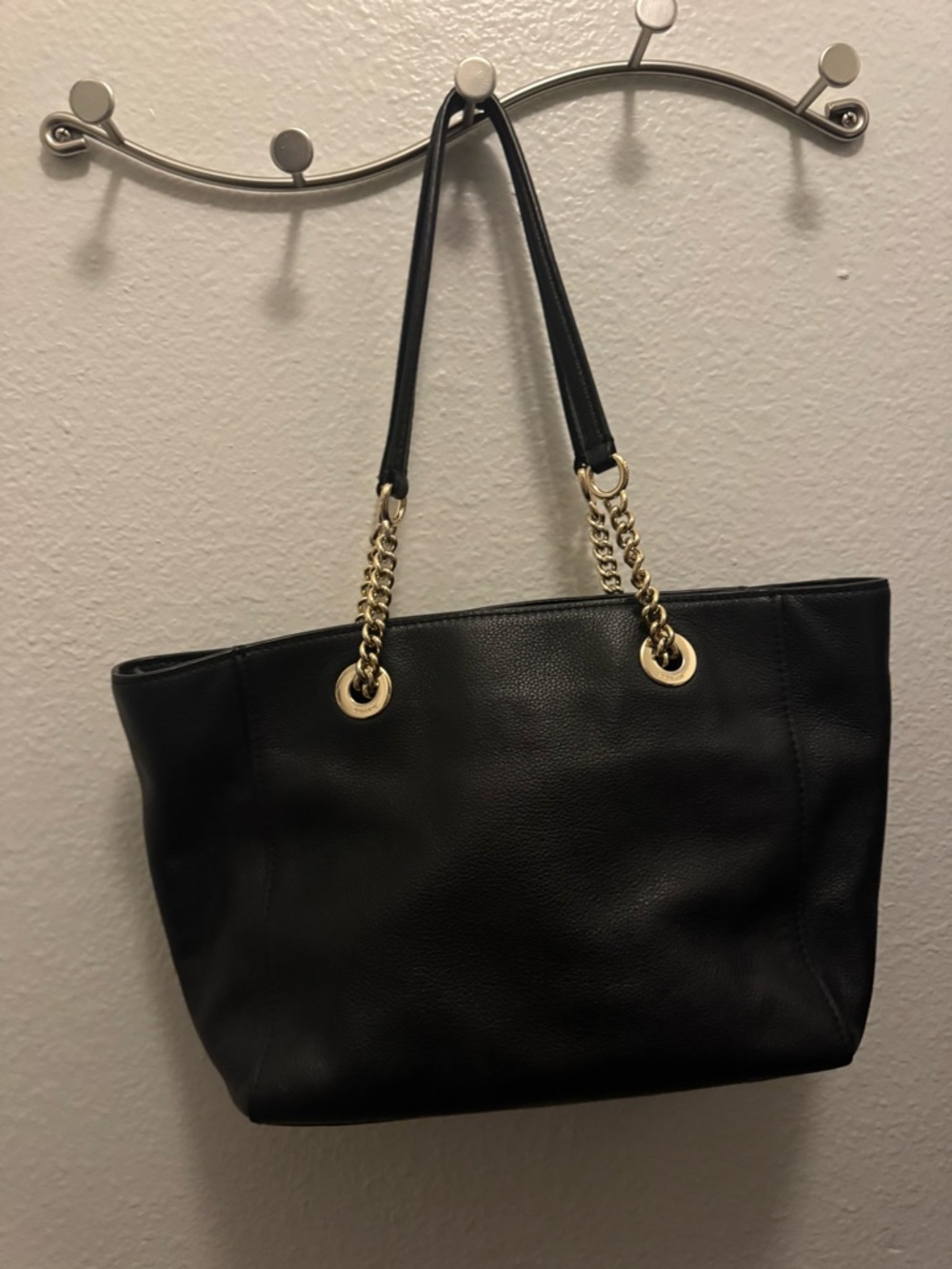Coach Black Pebbled Leather Tote with Gold Chain Handles
i - Picture 4 of 4